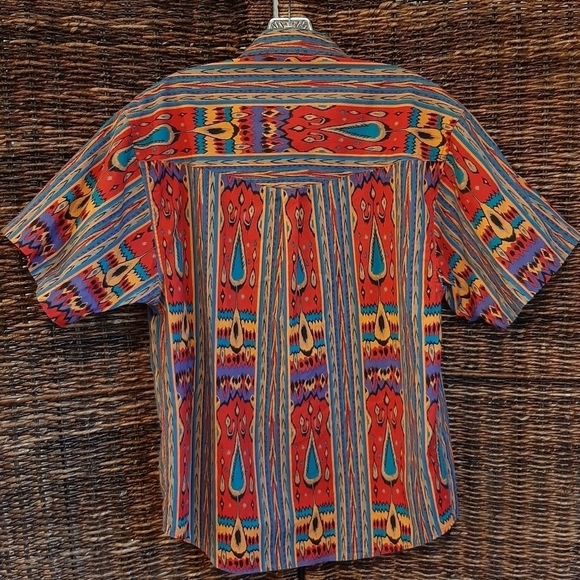 Vintage Wrangler Western Shirt Rodeo Cowboy Southwest Button Up Large Aztec Boho - Picture 3 of 5